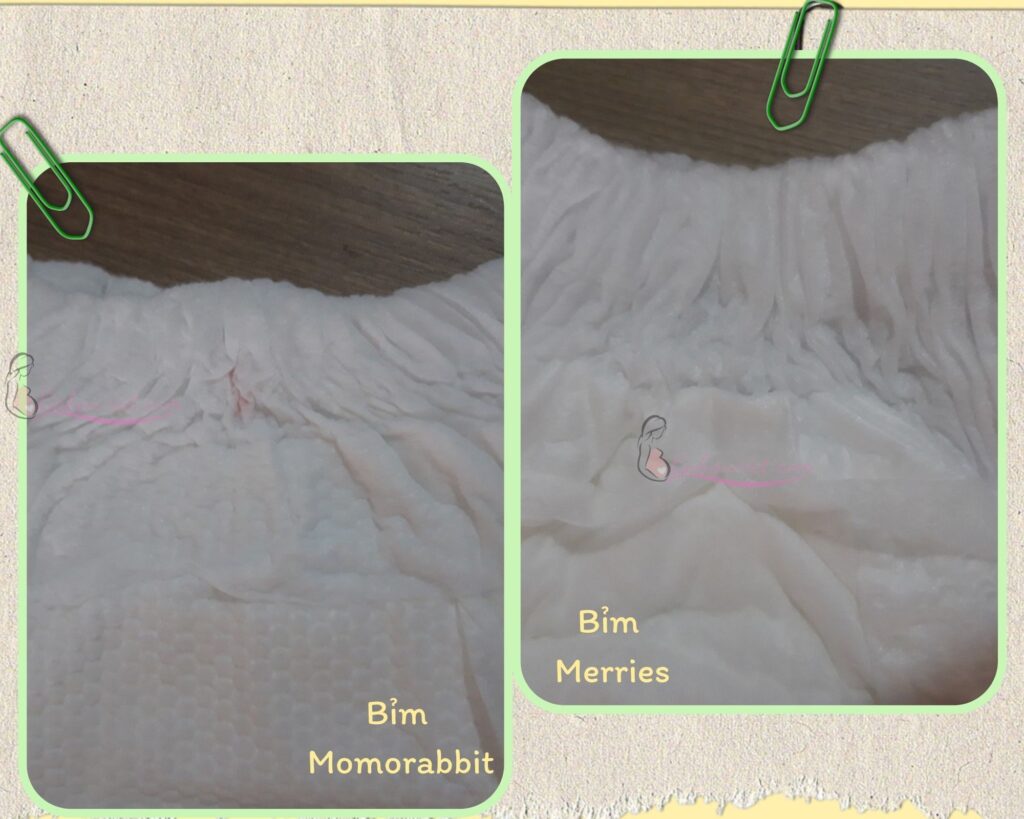 Độ mềm của phần chun lưng và đùi của bỉm Merries và Momo Rabbit