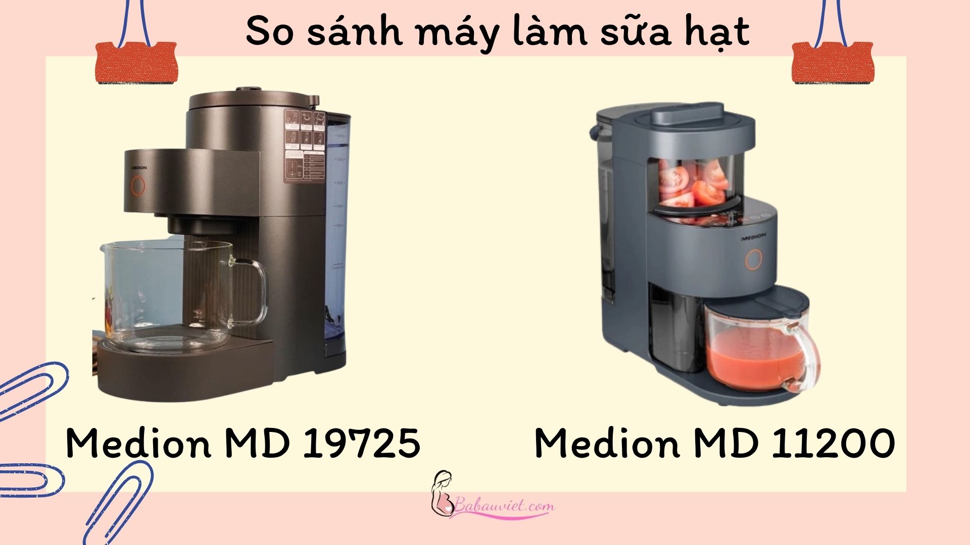 So sánh máy làm sữa hạt Medion 19725 và 11200