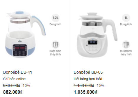 Giá tiền của máy đun nước pha sữa Bonbebe