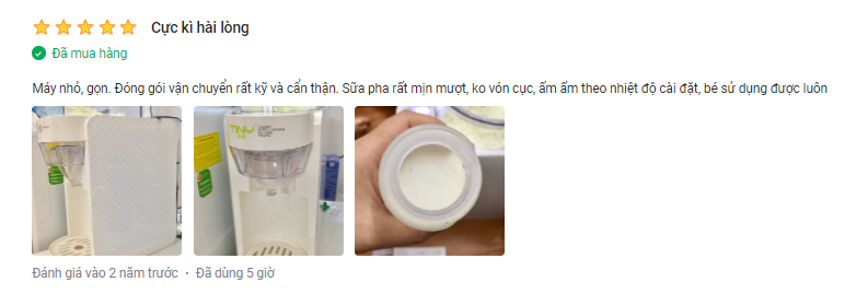 Đánh giá của người dùng về máy pha sữa Tiny Baby Formula cho bé