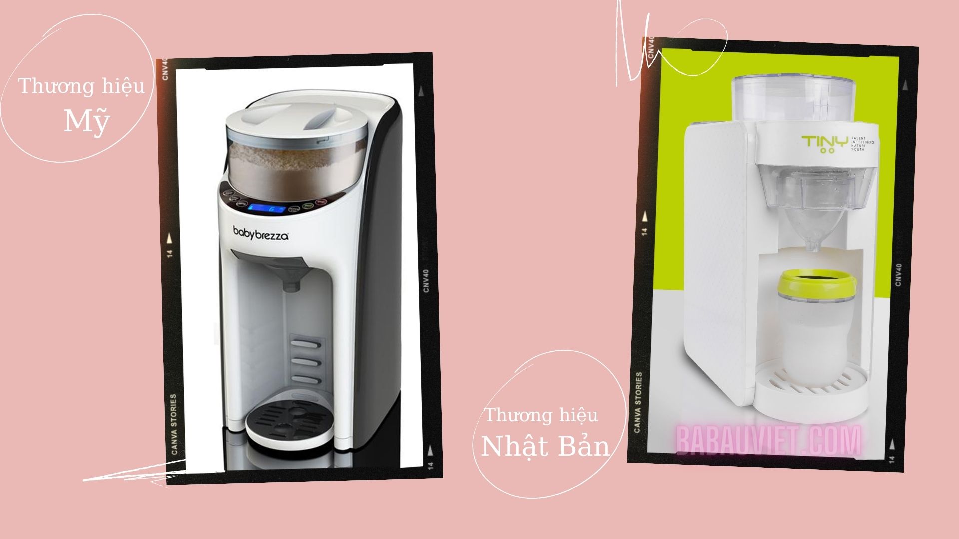 So sánh thiết kế máy pha sữa Baby Brezza Formula Pro và Tiny Baby Formula