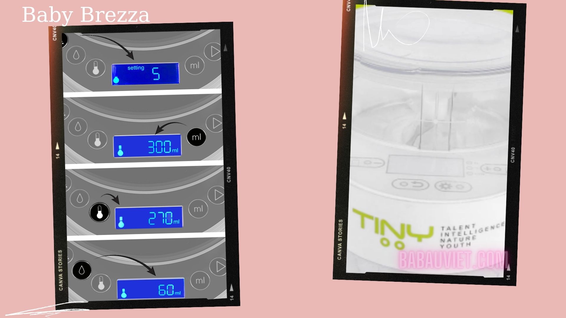 So sánh Dải nhiệt độ - mức pha sữa của 2 máy pha sữa Babybrezza và Tiny Baby