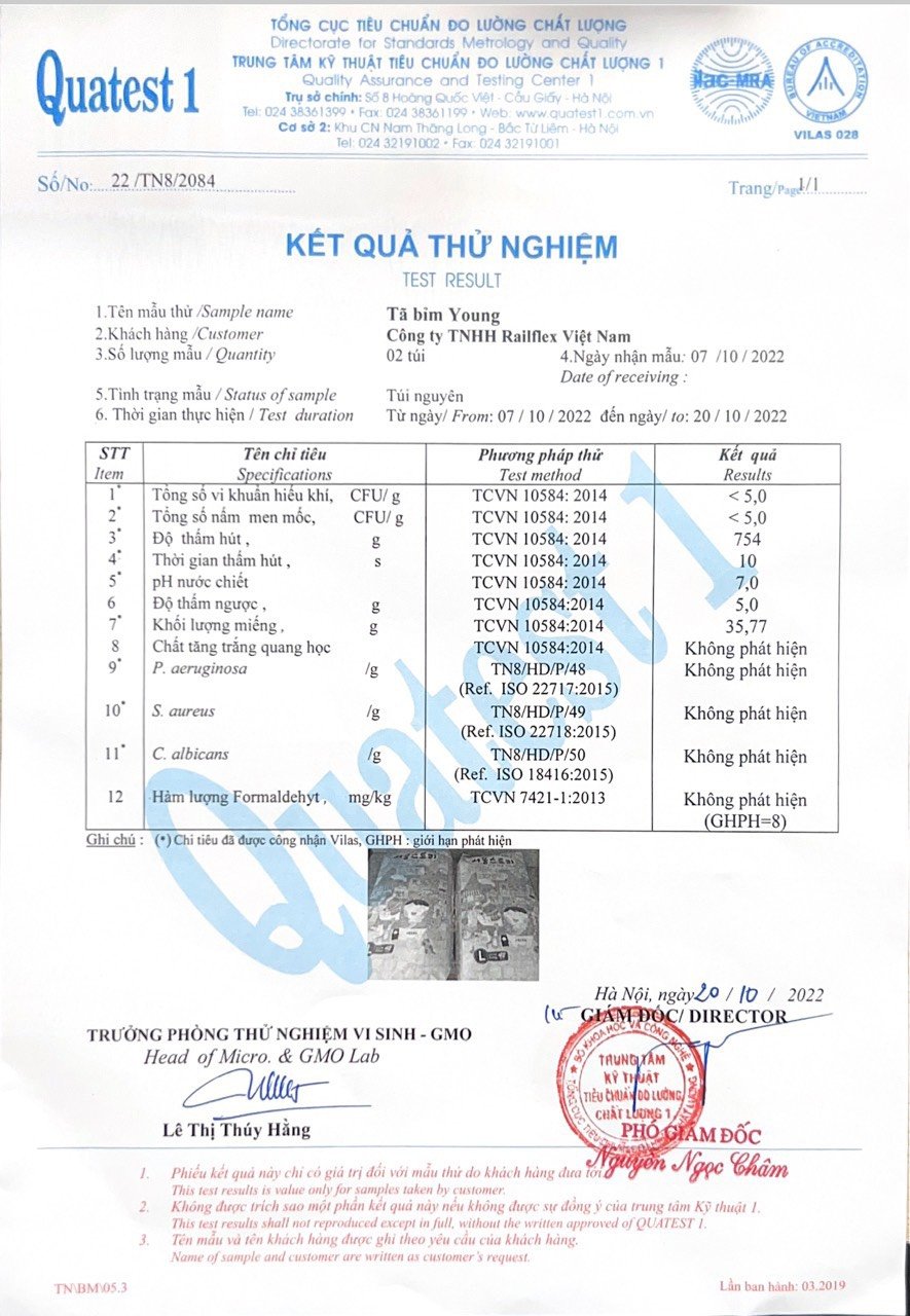  Chứng nhận của tổng cục tiêu chuẩn đo lường chất lượng Việt Nam.